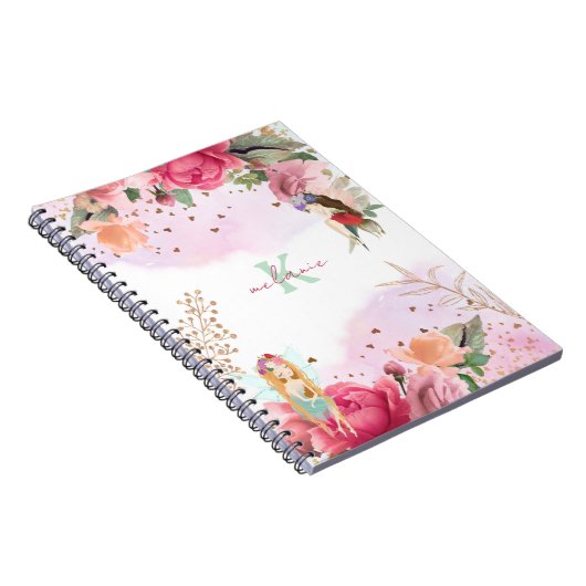 Roze bloemen en feeën leraar notitieboek (Rechterzijde)