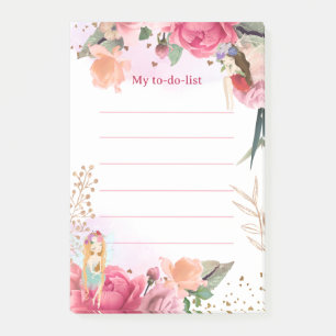 Roze Bloemen En Feeën Takenlijst Post-it® Notes