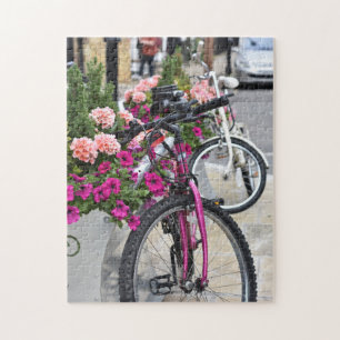 Roze bloemen en fietsen Islington Londen Verenigd  Legpuzzel