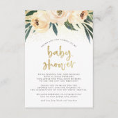 Roze bloemen en geborsteld goud Baby shower Hartel Bedankkaart (Voorkant)