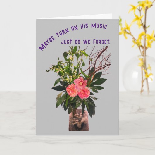 Roze Bloemen en Gedicht Kaart (Gele Bloem)