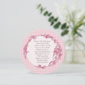 Roze bloemen en Gingham Luncheon Kaart (Staand voorkant)