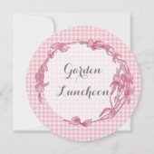 Roze bloemen en Gingham Luncheon Kaart (Achterkant)