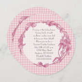 Roze bloemen en Gingham Luncheon Kaart (Voorkant / Achterkant)