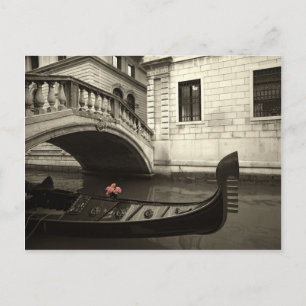 roze bloemen en gondola briefkaart