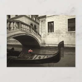 roze bloemen en gondola briefkaart