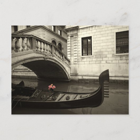 roze bloemen en gondola briefkaart (Voorkant)