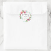 Roze Bloemen en Goud Geometrische Sticker doopsel (Tas)