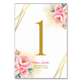 Roze Bloemen en Goud Quinceańera Kaart (Voorkant)