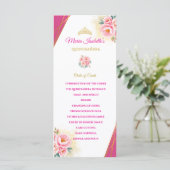Roze Bloemen en Goud Quinceañera Orde van Evenemen (Staand voorkant)