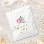 Roze Bloemen en Goud Script Baby shower Bedankt Bedankzakje (Geknipt)