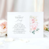 Roze Bloemen en Gouden Bladeren Elegante Verjaarda Kaart