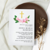 Roze bloemen en gouden bruismakreel kaart