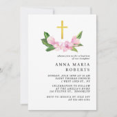 Roze bloemen en gouden bruismakreel kaart (Voorkant)