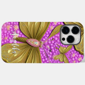 Roze Bloemen en Gouden Vlinders Naam Case-Mate iPhone Case (Achterkant (horizontaal))