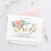 Roze bloemen en goudglitter modern Vrijgezellenfee Kaart