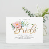 Roze bloemen en goudglitter modern Vrijgezellenfee Kaart (Staand voorkant)