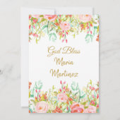  Roze bloemen en goudglitters Quinceanera  Kaart (Achterkant)