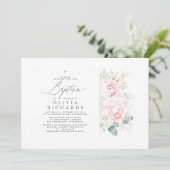 Roze bloemen en goudgroen bladerblaasjes kaart (Staand voorkant)