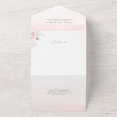 Roze bloemen en goudgroene bruinbruiddweddenschapp all in one uitnodiging (Buitenkant)