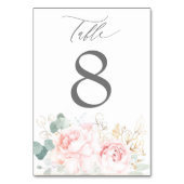 Roze bloemen en goudgroene bruinbruiddweddenschapp kaart (Achterkant)