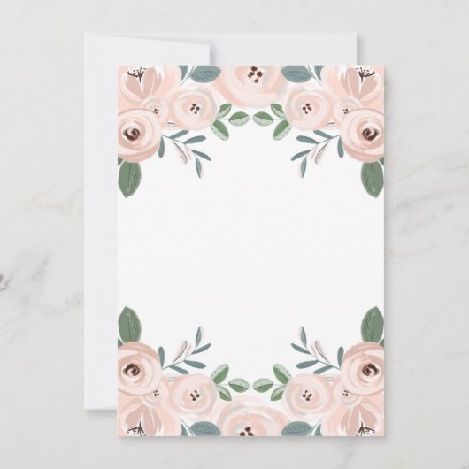  roze bloemen en goudkruis | Baptisemfoto Bedankkaart (Achterkant)