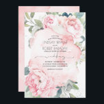 Roze bloemen en Greenery Elegant Vintage Wedding Kaart<br><div class="desc">Indrukwekkende blush roze waterverf bloemen en groenery foliage trouwuitnodigingen.</div>