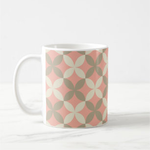 roze bloemen en grijs bladpatroon koffiemok