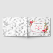 Roze bloemen en grijs blurrood glas gastenboek (Volledig)