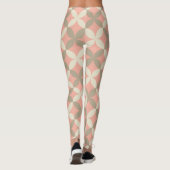 roze bloemen en grijze bladeren met patroon leggings (Achterkant)