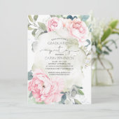  roze bloemen en groen Afstuderen Kaart