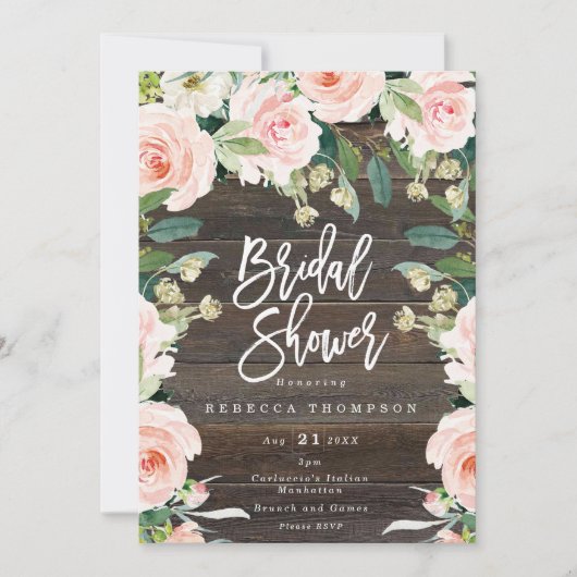 Roze bloemen en groen Boho Modern vrijgezellenfees Kaart (Voorkant)