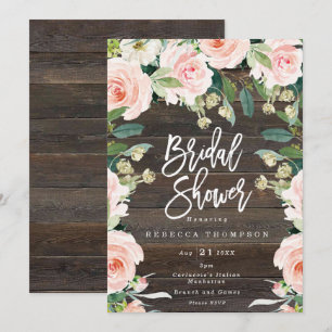 Roze bloemen en groen Boho Modern vrijgezellenfees Kaart