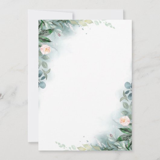 Roze Bloemen en Groen Elegant Baby shower Kaart (Achterkant)