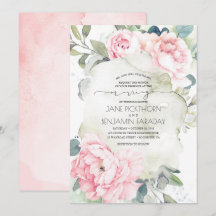 Roze Bloemen en Groen Elegant  Huwelijk