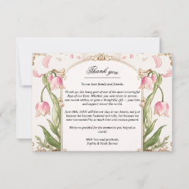 Roze Bloemen en Groen Huwelijk Dank u kaart