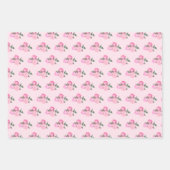 Roze bloemen en groen patroon inpakpapier vel (Voorkant 2)