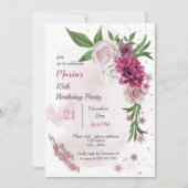 roze bloemen en groene bladeren kaart (Voorkant)