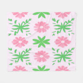 Roze bloemen en groene bladeren naadloos patroon fleece deken (Voorkant (Horizontaal))