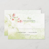 Roze Bloemen en Groene Waterverf Splash RSVP (Voorkant / Achterkant)