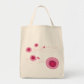 Roze bloemen en Happy Birds Cute Canvas tas (Voorkant)