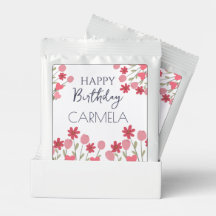 Roze bloemen en harten verjaardagsfeest