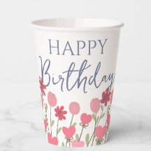 Roze bloemen en harten verjaardagsfeest