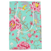 Roze bloemen en Hummingbird Medium Gift Bag Medium Cadeauzakje (Voorkant)