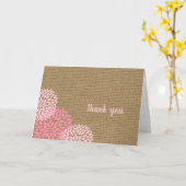 Roze bloemen en jute bedankje kaart (Gele Bloem)