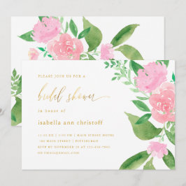 Roze Bloemen En Kalligrafie Huwelijk Vrijgezellenf Kaart