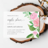 Roze Bloemen En Kalligrafie Trouwkoppels Douche Kaart