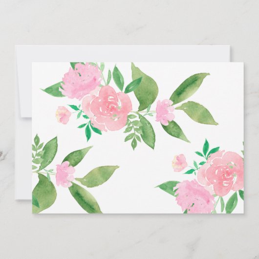 Roze Bloemen En Kalligrafie Trouwkoppels Douche Kaart (Achterkant)