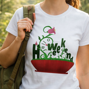 Roze Bloemen En Klimop Vet Gedrukt T-shirt