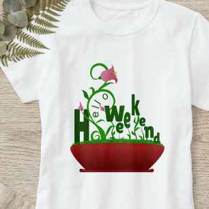 Roze Bloemen En Klimop Vet Gedrukt T-shirt